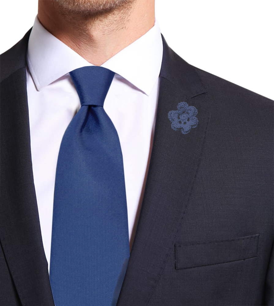 TigerTie Uni Rips cravatta 100% seta blu scuro 